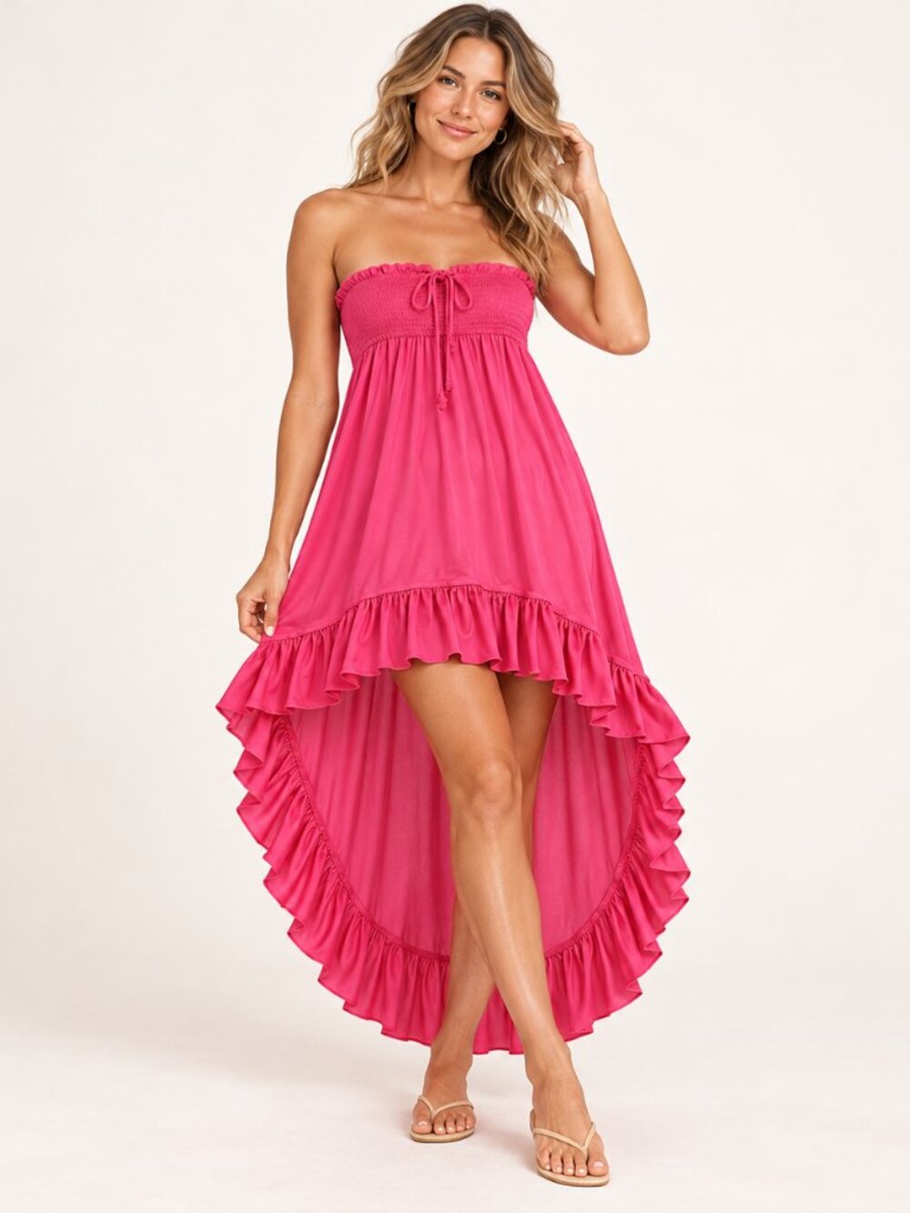 NEW Vintage Y2K Juicy Couture Hot Pink Strapless Cover Up Dress S Resort